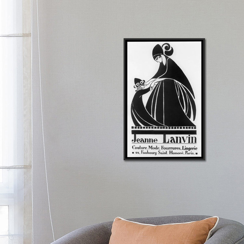«Jeanne Lanvin Fashions», impression sur toile, H 26 po x l 18 po x P 1,5 po, Toile encadrée noire, Pas de tapis