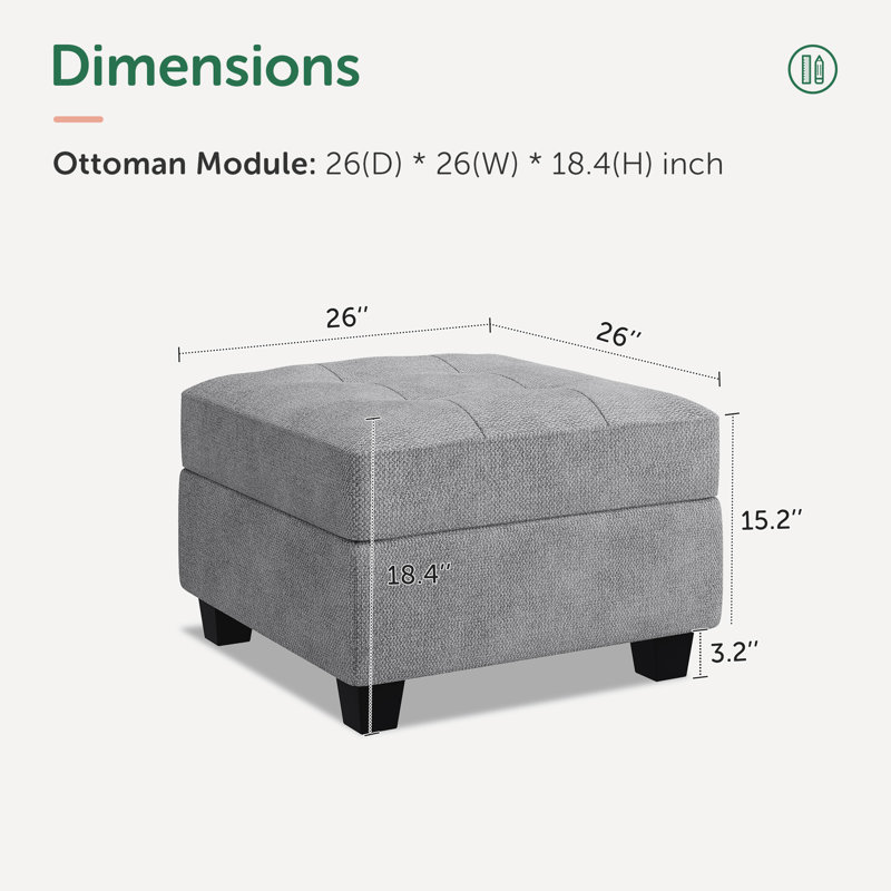 Module de repose-pieds avec rangement modulaire Honbay, Polyester gris clair