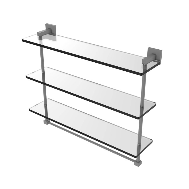 Haranu 3 Piece Tiered Shelf with Towel Bar, Matte Gray