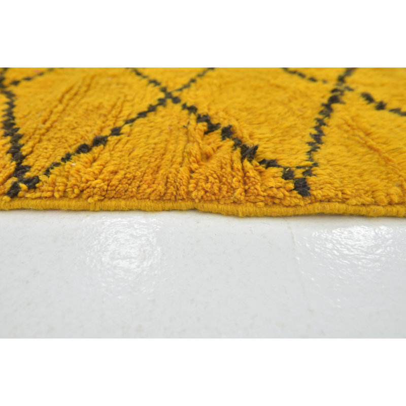 Tapis de zone en laine jaune/noir 3 pi 6 po x 5 pi 3 po one-of-kind-noué la main Ilfracombe