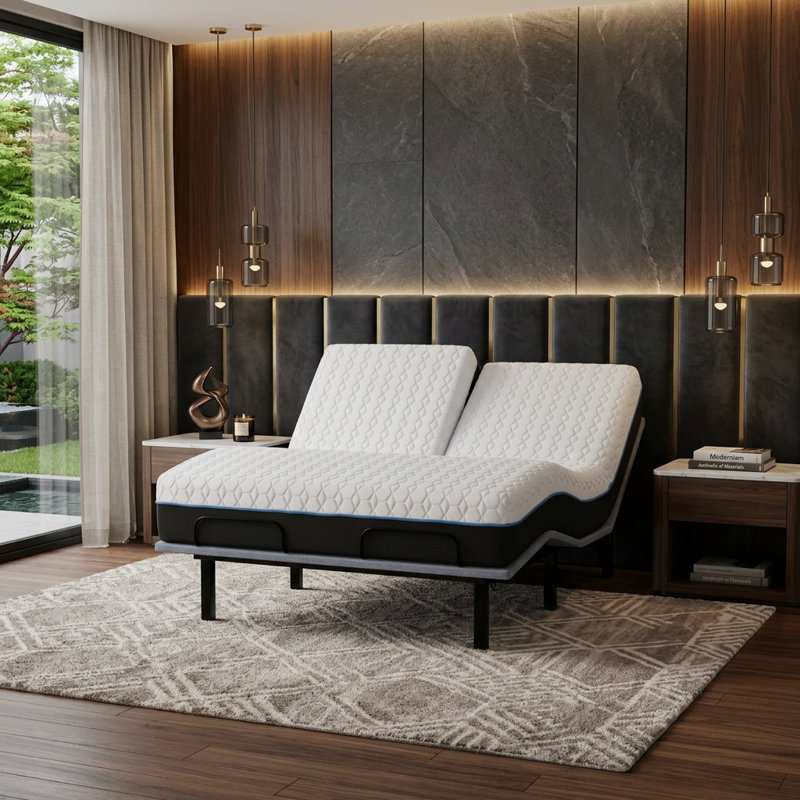  Matelas en mousse à mémoire de forme de 12 pouces en cuivre: grand lit ajustable divisé avec tissu à changement de phase de refroidissement - soutien post-opératoire de récupération et de réadaptation à domicile pour le confort et le soulagement de la pression