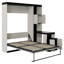 Lit escamotable double avec bureau, tablettes et armoires de rangement