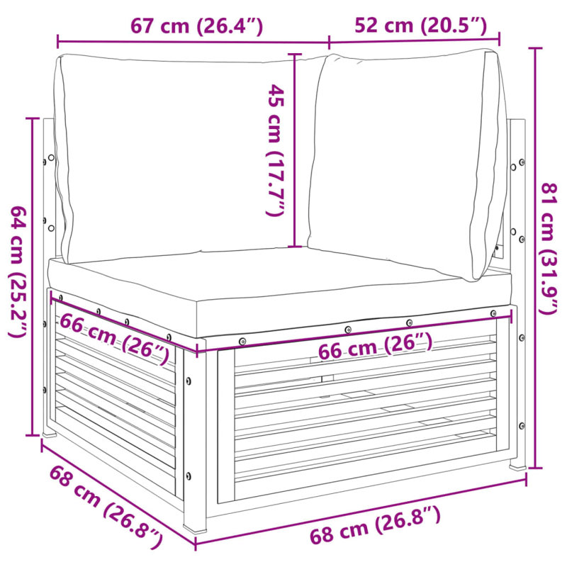 Canapé de jardin brun bois, Beige