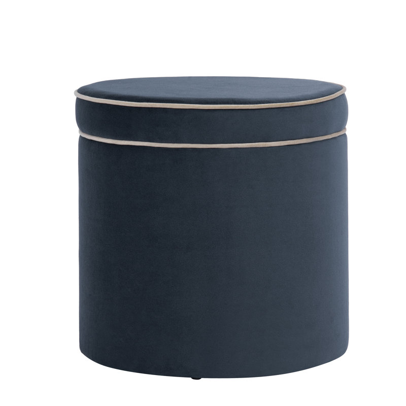 Ava 18" Velvet Storage Ottoman, Blue Velvet