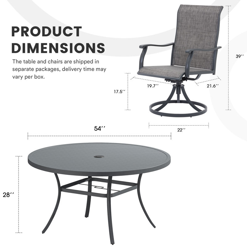 Devaki 8 - Person Patio Dining Set with Round Table, Gray