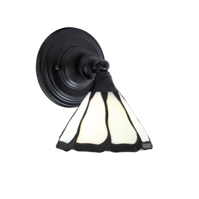 Wall Sconce Shown In Matte Black Finish With 7" Pearl Flair Art Glass