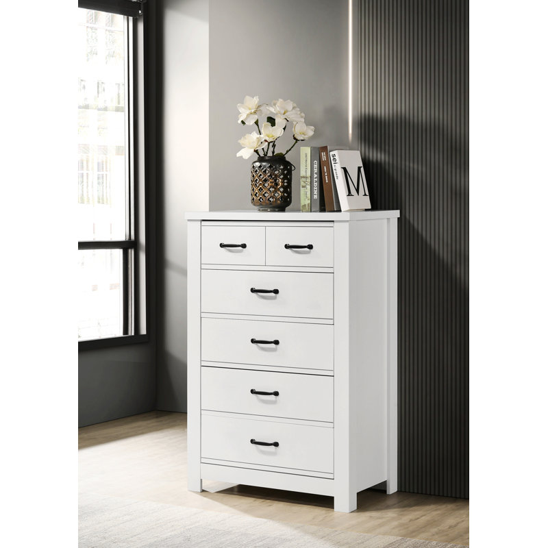 Petite commode, commode 5 tiroirs, commode blanche