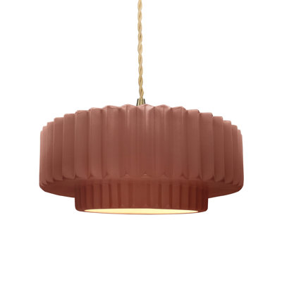 Luminaire suspendu tambour en céramique et en métal 1 lumière Gela