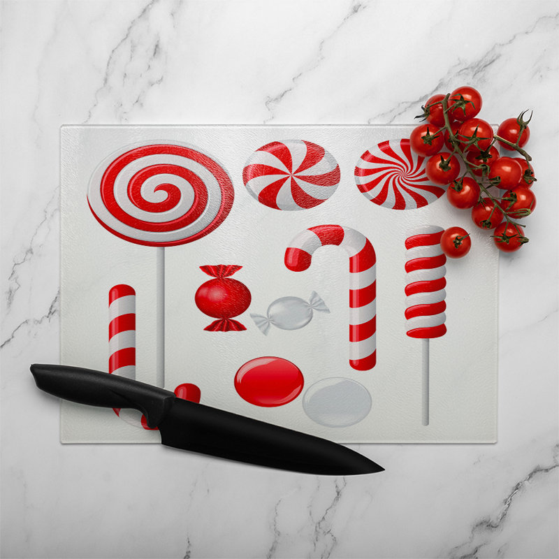 Different White Candies Dining Glass Chopping Board, 40cm L x 28cm W