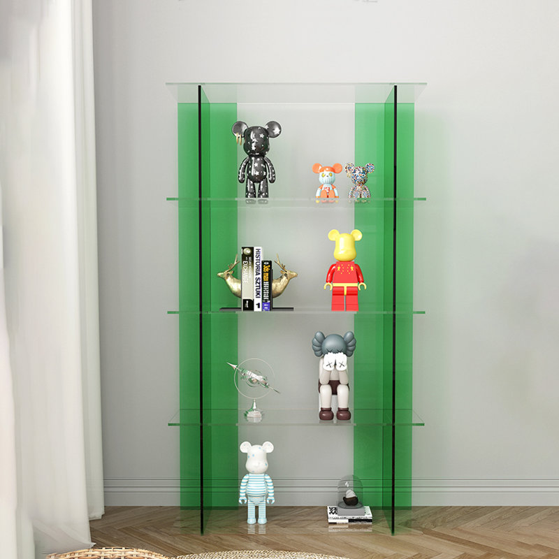 Simple vitrine en acrylique, (4 tablettes) H 55,12 po x l 31,5 po x P 9,84 po, Vert