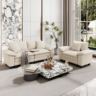 Ensemble de canapé modulaire rembourré 2 pièces, ensemble de canapé surdimensionné avec causeuse et fauteuil
