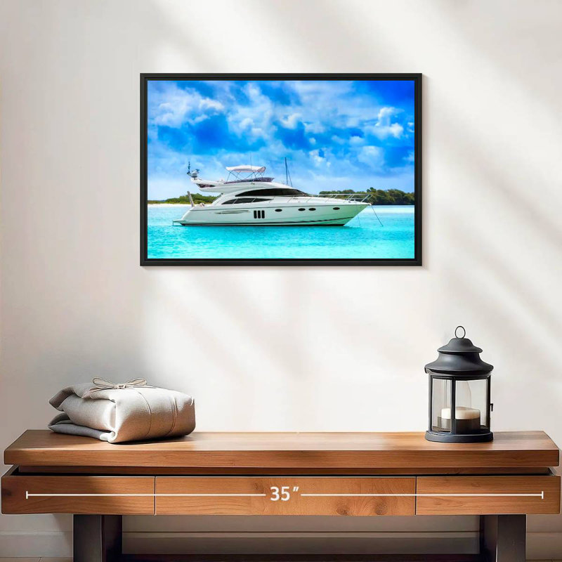 Yacht de luxe des Caraïbes, 19 po x 13 po, Cadre flottant noir