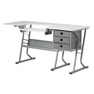 60.25'' x 23.75'' Sewing Table with Sewing Machine Platform