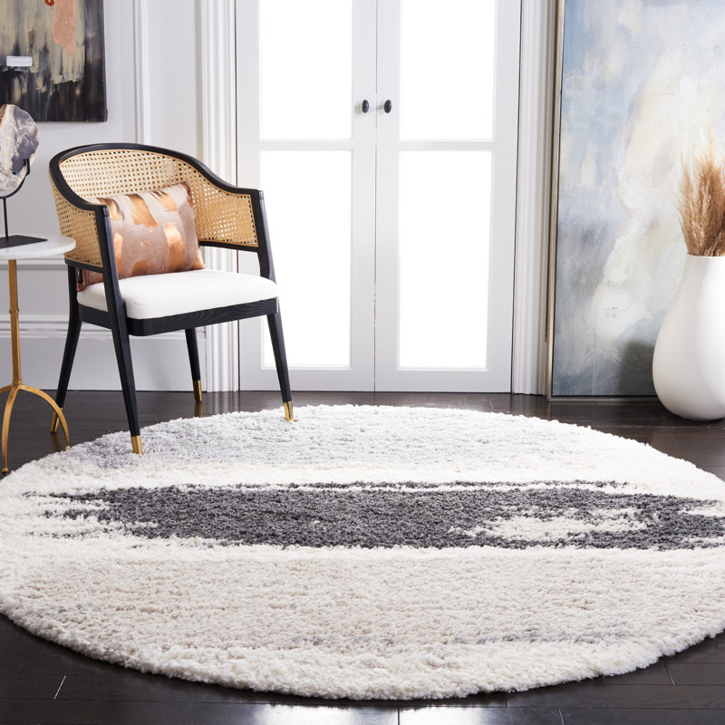 Tapis gris / crème Saraland, Rond 5 pi 3 po