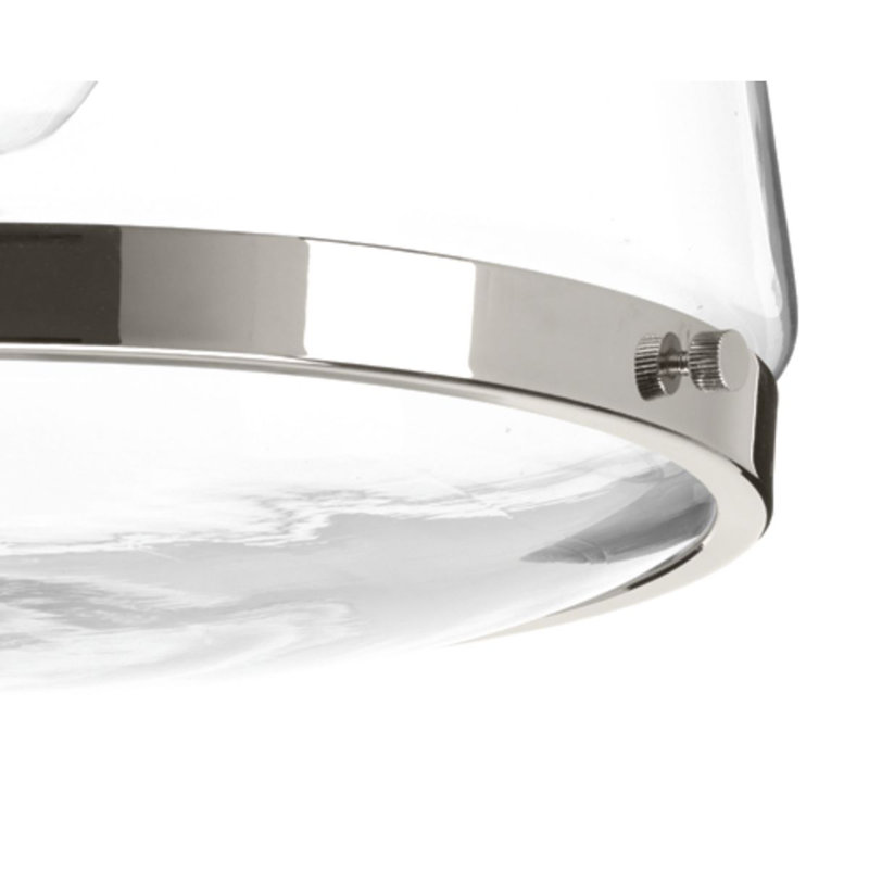 Lupe Glass Semi Flush Mount, Polished Nickel