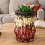 Vase décoratif, crème texturée rouge 10 po et terre cuite brune