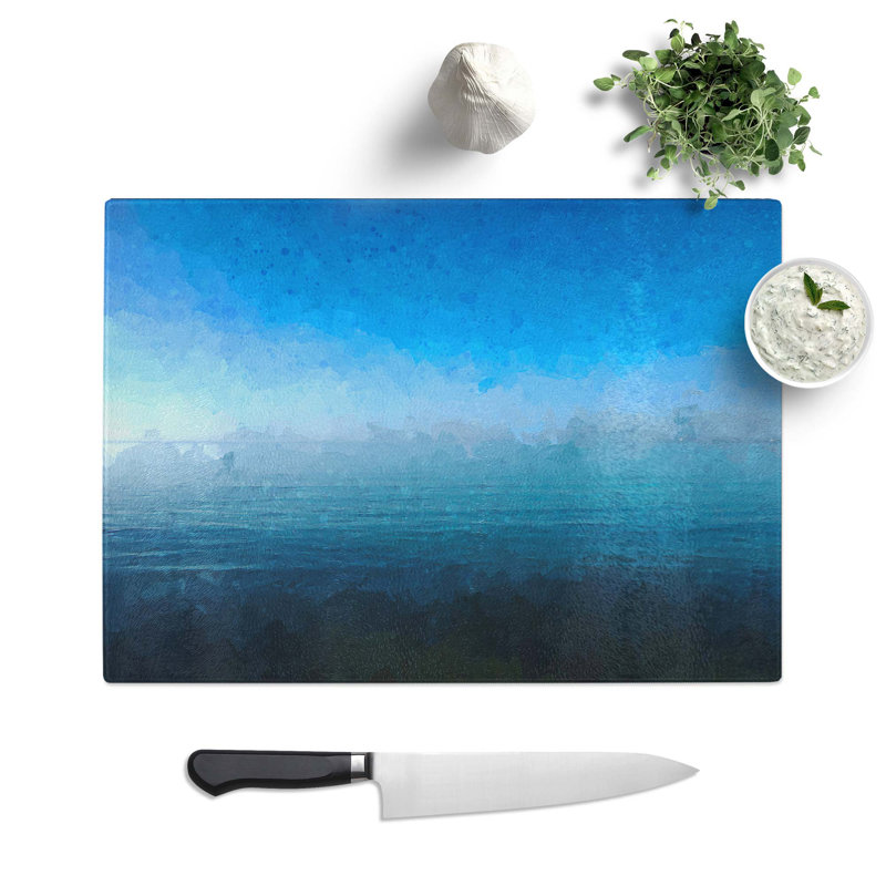 Tempered Glass Across the Sea to Bournemouth Chopping Board, 39 cm W x 28.5 cm L