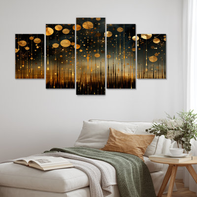  «Gold and Black Elegant Fireworks Explosions - Fireworks Multipanel Wall Art Set