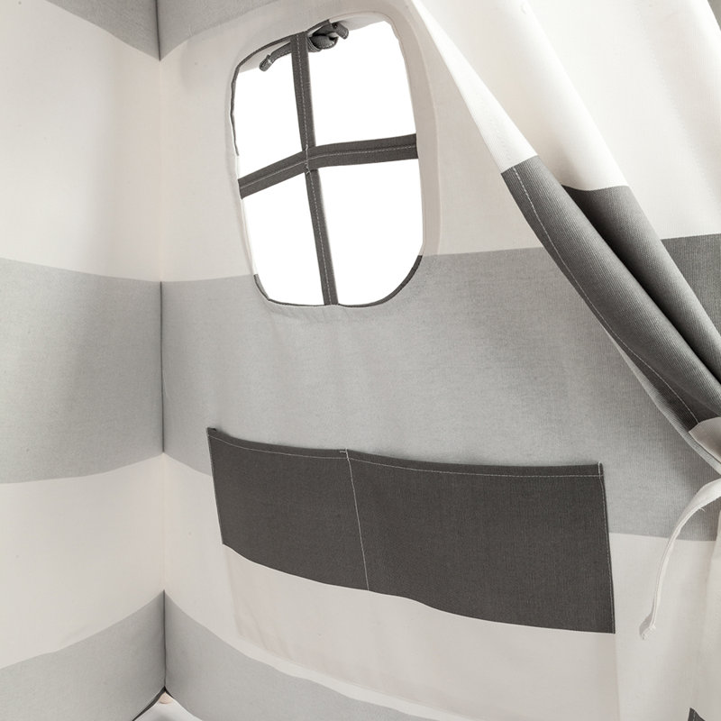 Blue Elephant 120cm W x 165cm D Indoor / Outdoor Cotton Triangular Play Tent, Grey/White