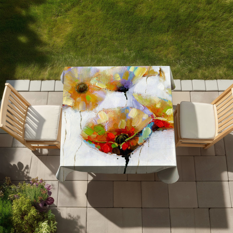 Color Spotted Flowers Tablecloth | Indoor Outdoor Home Decor