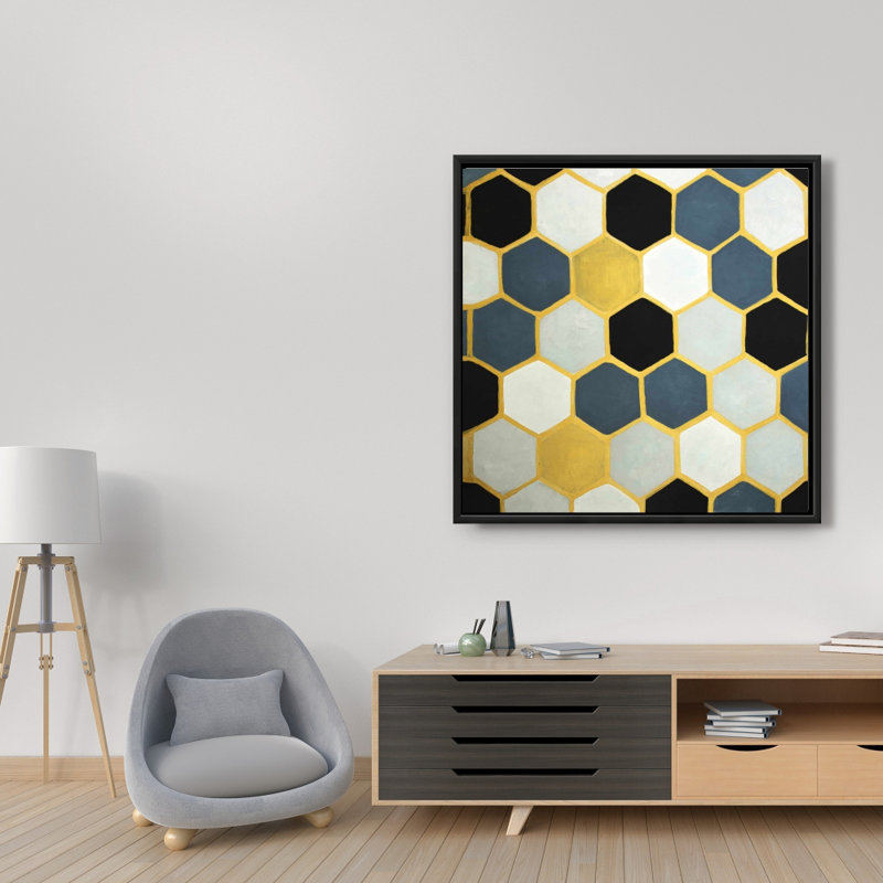 Blue Cells - formes de chambre à coucher, toile encadrée pour la décoration intérieure