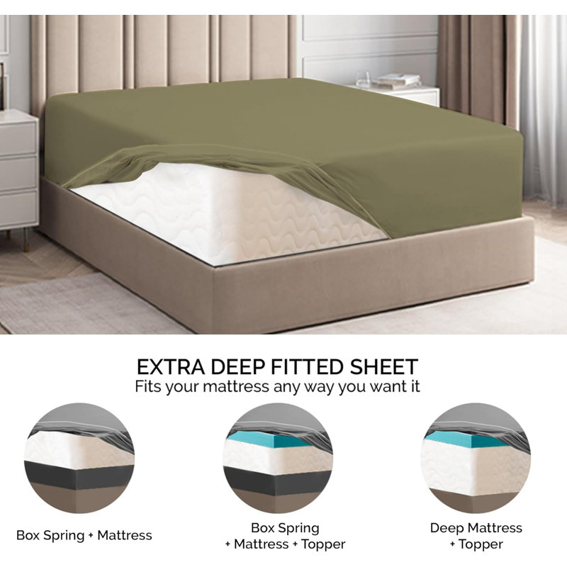 Sage Green Queen Microfiber Deep Pocket Fitted Sheet