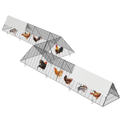Metal Chicken Tunnel with Waterproof & Anti-UV Cover, Chicken Run for Yard, Easy Installation, Portable Chicken Coop for Hens, Ducks, Rabbits (287x78.7x24.2 inch)