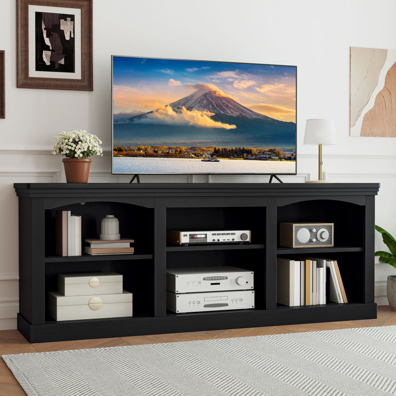 Sideboard With Adjustable Shelf, Large Tabletop For Living Room, Black, 26.7" H x 70" W x 15.7" D