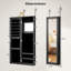 Armoire à bijoux murale / porte avec crochets et tablettes de rangement, noir-1915835959