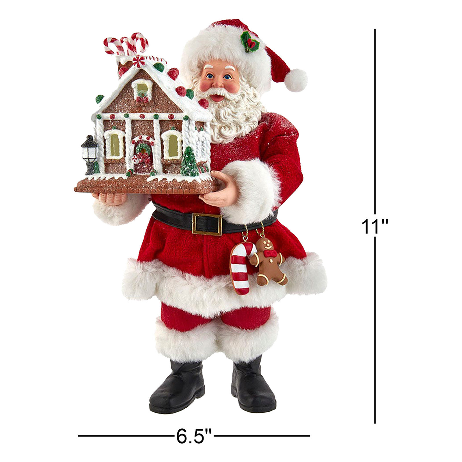 Santa with Lighted Gingerbread House