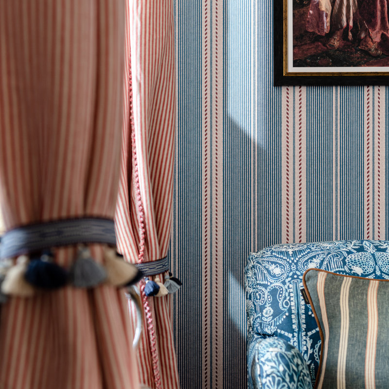 Tales Of Maghreb Striped Wallpaper Roll, Orange/Taupe