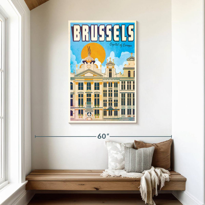 Affiche bruxelloise rétro, H 45 po x l 30 po