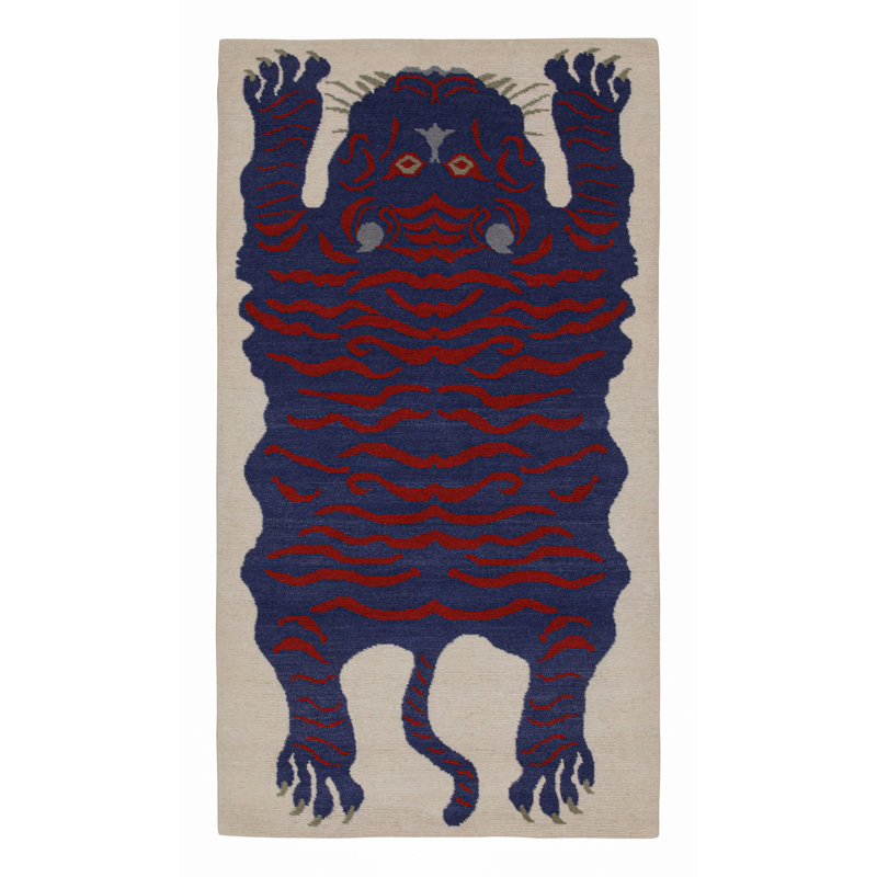 Tapis rectangulaire en laine de conception unique 3 pi x 5 pi 3 po