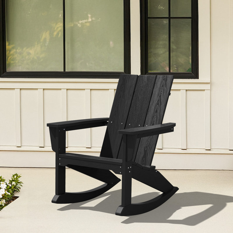 Chaise Adirondack à bascule en PEHD Delman, Noir, noir, noir, noir