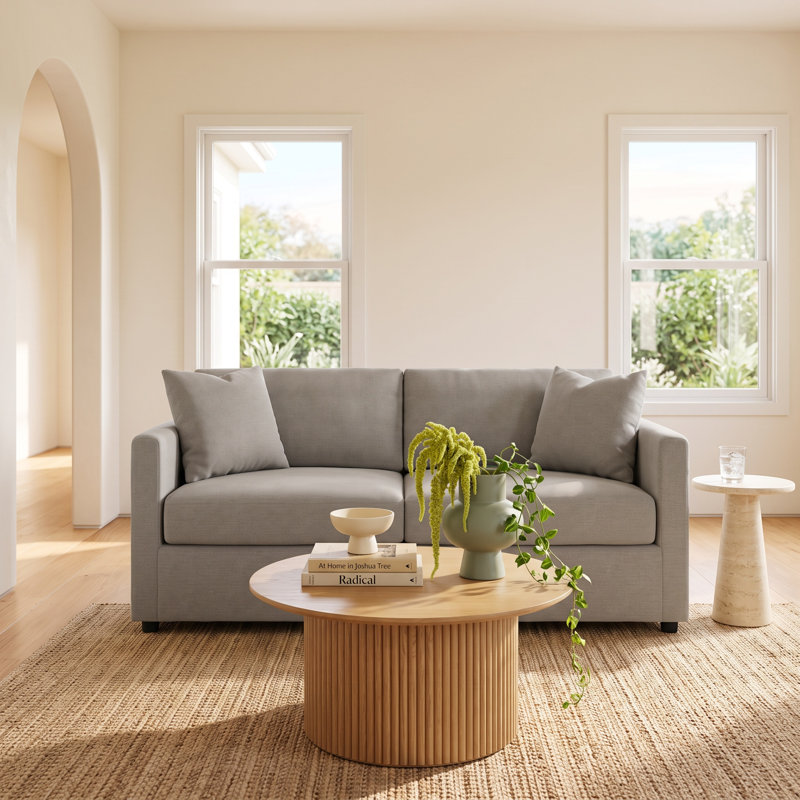 Godwin 75" Upholstered Sofa, Drusky Linen Sustain® Basketweave