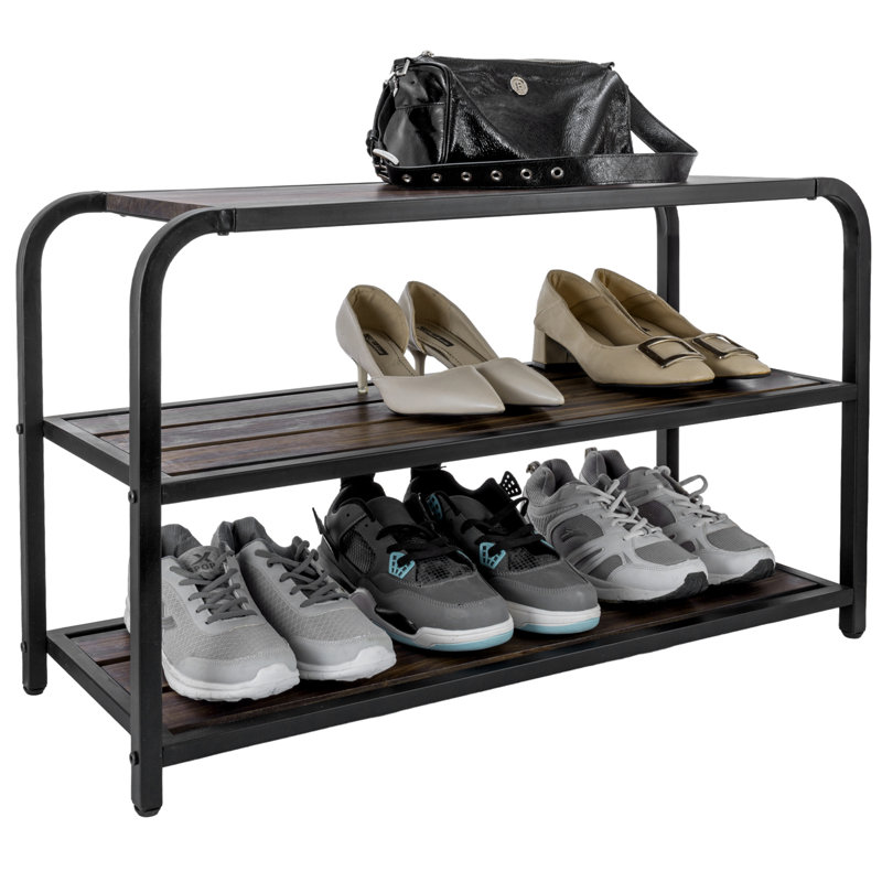 6 Pair Solid Wood Shoe Rack