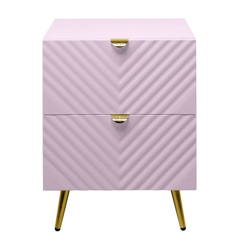 Table de chevet 2 tiroirs rose ultrabrillant