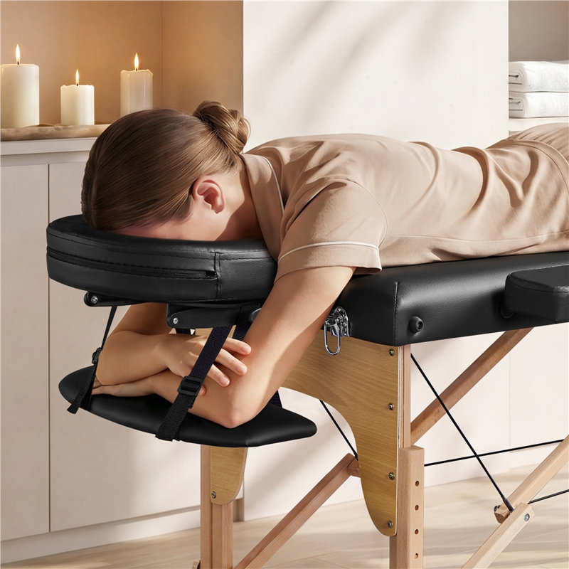 Table pliante portative 83,9 po, Similicuir noir