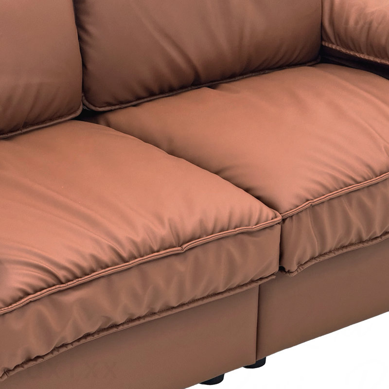 Canapé de rangement 78,74 po en similicuir brun - 2 places, compartiment caché, compact, Brun