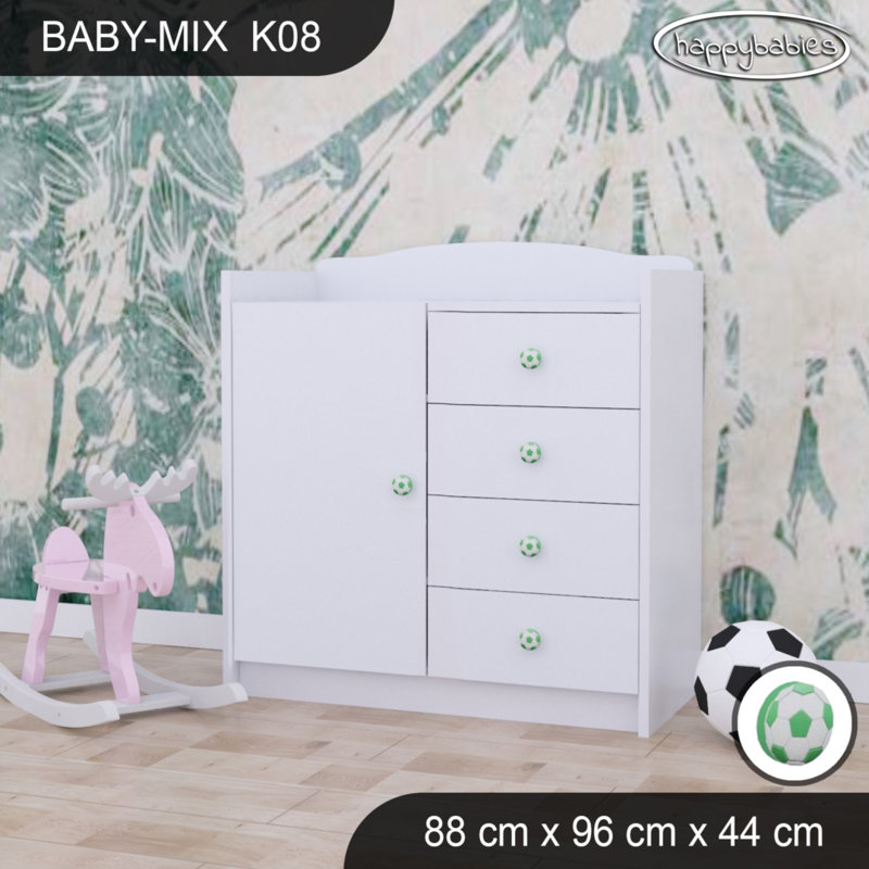 Baby Mix Kids 4 - Drawer Dresser, White/Green