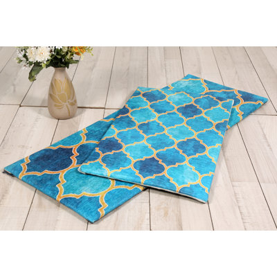 Luxurious Woven Cotton Cushioned Thick Kitchen Mat Runner Rug Set Of 2  - Anti-Fatigue, Anti-Skid, - 18''X48'' & 18''X30''