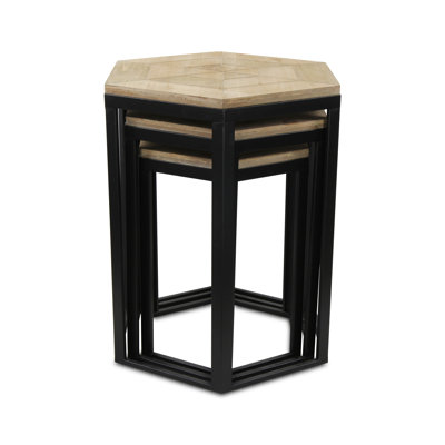 Solid Wood Top Nesting Tables End Table