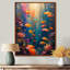 Bleu, orange, corail, poisson marin, vie II - corail, art mural, salon-697880769-697880775