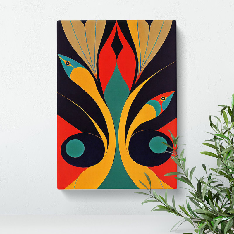 Peacock In Abstract - Wrapped Canvas, 76cm H x 50cm W