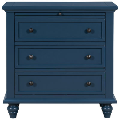 3-Drawer Storage Wood Cabinet, End Table With Pull Out Tray, Easy Assembly
