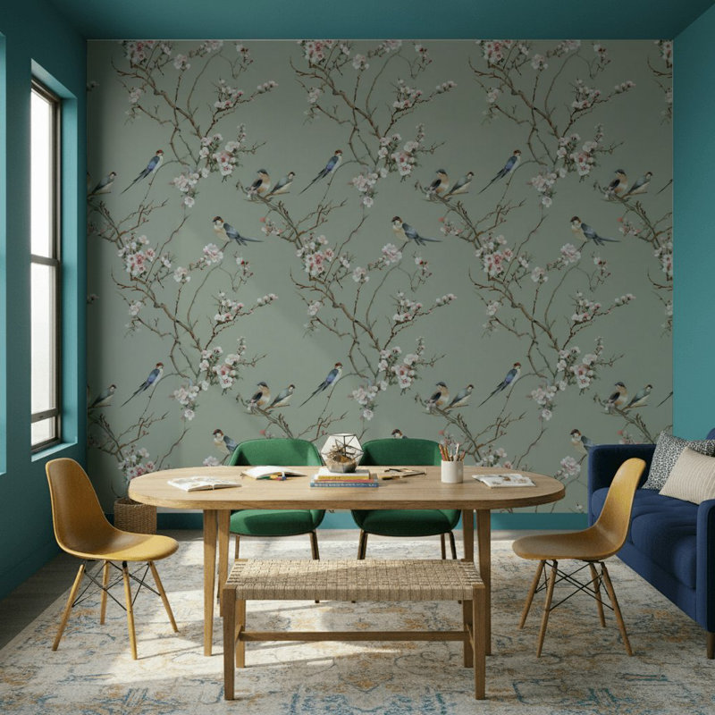 Papier peint floral traditionnel