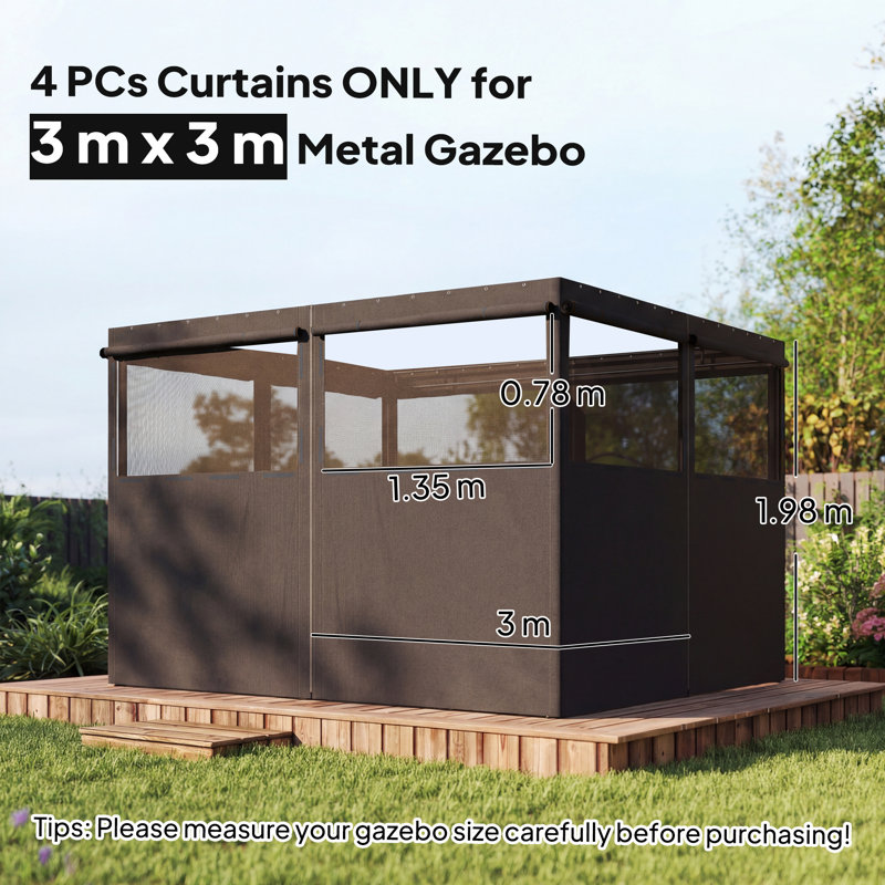 Outsunny Polyester Side Wall for Gazebo, Canopy, Dark Grey