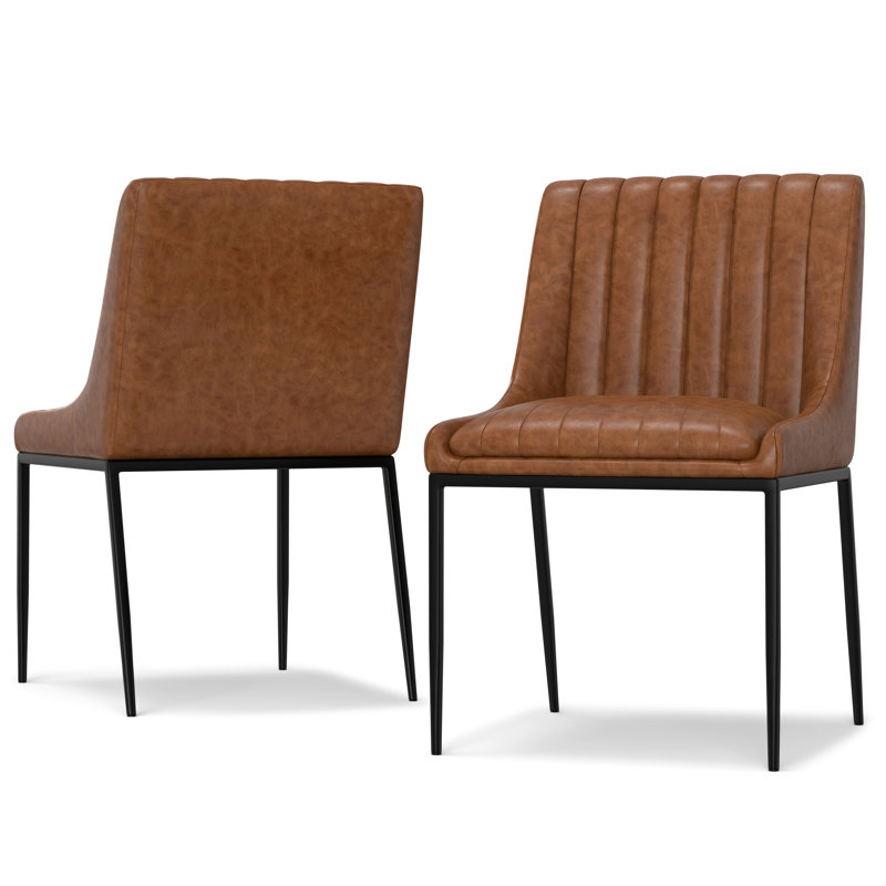 Chaise rembourrée en similicuir Melody Vegan, Brun