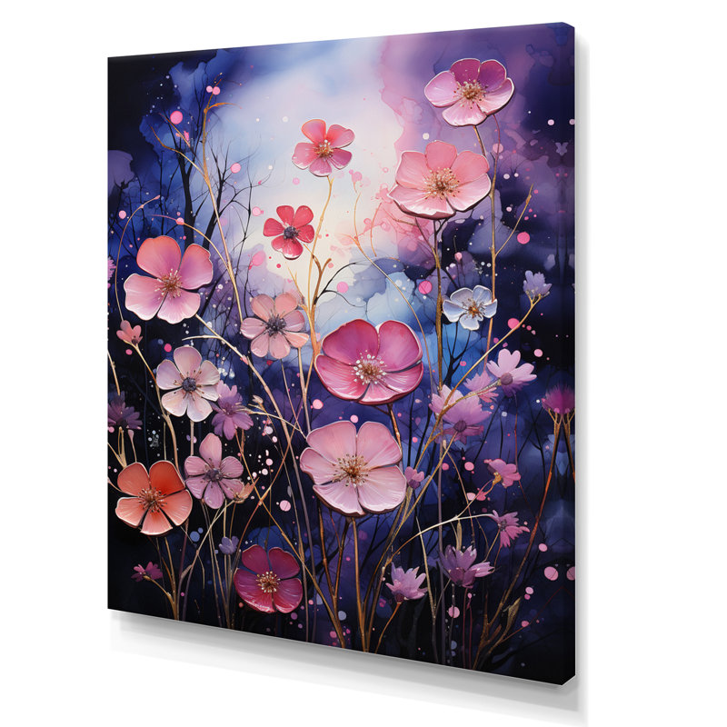 «Pink and Purple Fuchsia Fantasy I», reproduction sur toile tendue, H 32 po x l 24 po x P 1 po