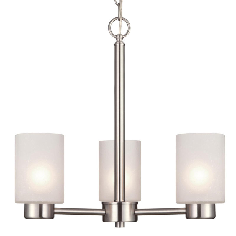 3 - Light Dimmable Classic / Traditional Chandelier, Brushed Nickel